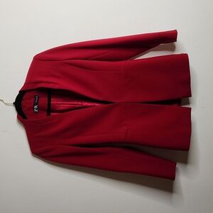 ZARA BURGUNDY RED LAPELLESS FITTED BLAZER JACKET SIZE SMALL